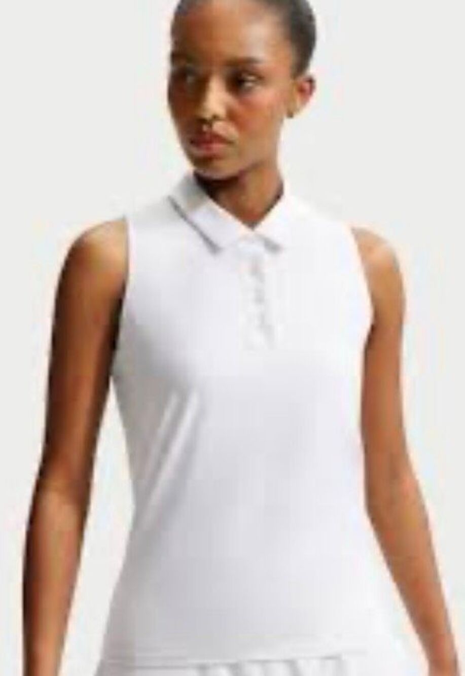 Nike Victory DriFit sleeveless white golf polo - S